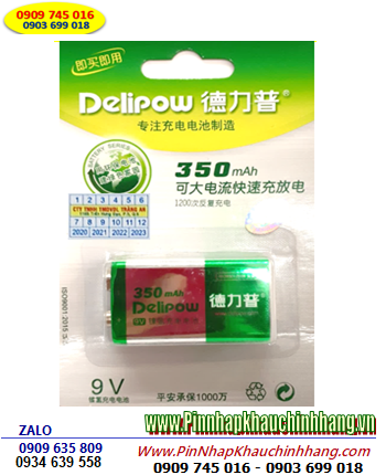 Delipow 9v350mAh; Pin sạc 9v Delipow 9v350mAh chính hãng _ Bảo hành 03 tháng (loại Vỉ 1viên)